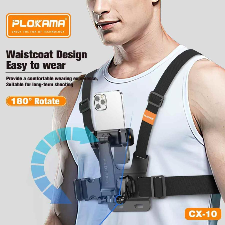 PLOKAMA CX10 Chest Mount Phone & Action Camera Holder
