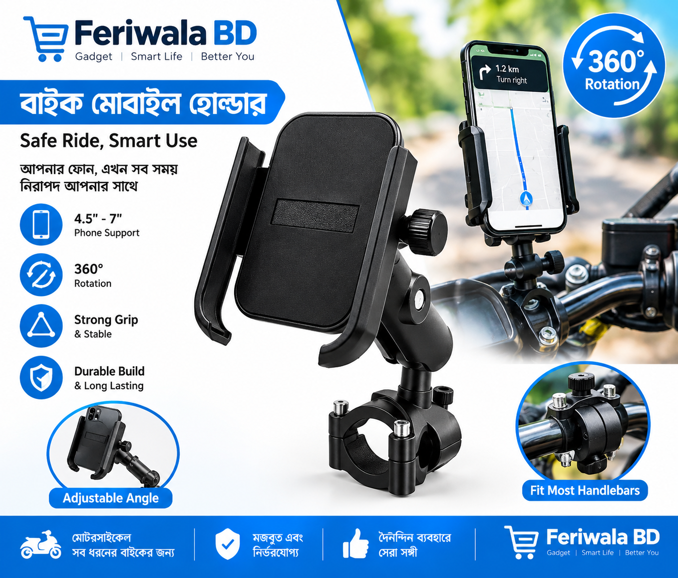 Metal-Mobile Holder Phone Mount for Motorcycle bicycle
