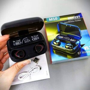 M10 TWS wireless bluetooth headset with breathing light touch control digital display panel version 5.1