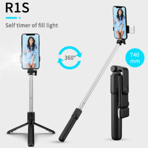 R1S Bluetooth Remote Control 3 in 1 Selfie Stick R1S Selfie Stick With LED Ligh