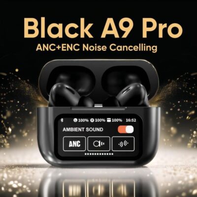 A9 Pro ANC Black Colour Earbuds Touch Screen Display
