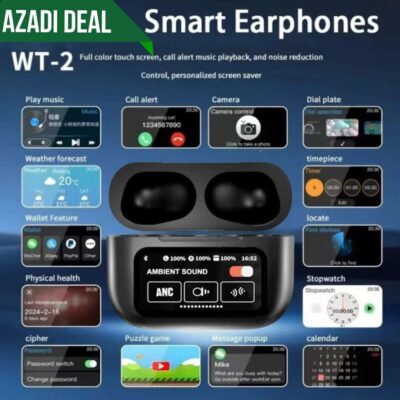 A9 Pro ANC Black Colour Earbuds Touch Screen Display - Image 2